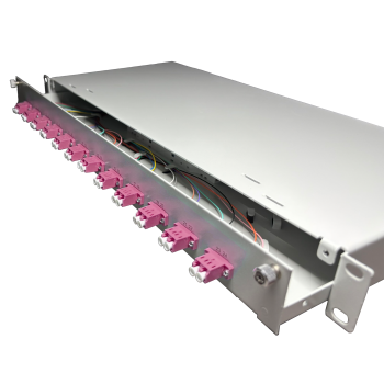 Preview: OV-12xLC-D OM4  19 Zoll Spleissbox 12xLC-D OM4  1HE/12/gr CSH 24Pgt 50/125 12Kup violet